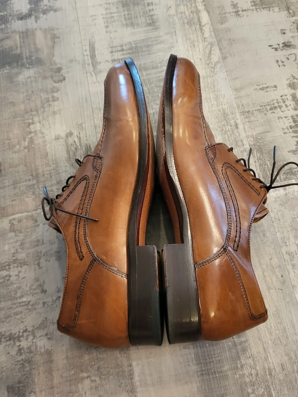 Johnston & Murphy Signature Series Leather Brown Apron Toe Shoes Oxford Size 9